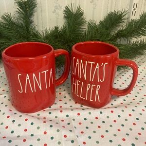 Rae Dunn Red Santa and Santa’s Helper Mugs